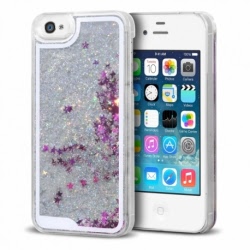 Husa APPLE iPhone 4\4S - Glitter Lichid (Argintiu)
