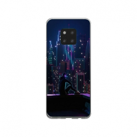 Husa personalizata tip carcasa HQPrint pentru Huawei Mate 20, model Neon City, multicolor, S1D1M0260