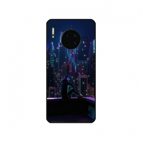 Husa personalizata tip carcasa HQPrint pentru Huawei Mate 30 Pro, model Neon City, multicolor, S1D1M0260
