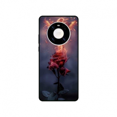 Husa personalizata tip carcasa HQPrint pentru Huawei Mate 40, model Fire Rose, multicolor, S1D1M0158
