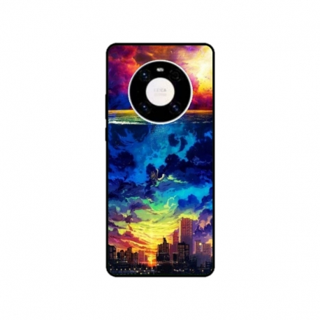 Husa personalizata tip carcasa HQPrint pentru Huawei Mate 40, model Abstract City, multicolor, S1D1M0263