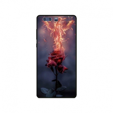 Husa personalizata tip carcasa HQPrint pentru Huawei P10 Plus, model Fire Rose, multicolor, S1D1M0158