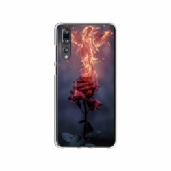 Husa personalizata tip carcasa HQPrint pentru Huawei P20 Lite, model Fire Rose, multicolor, S1D1M0158