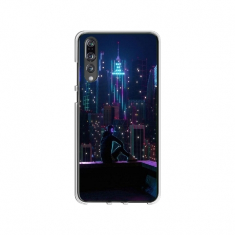 Husa personalizata tip carcasa HQPrint pentru Huawei P20, model Neon City, multicolor, S1D1M0260