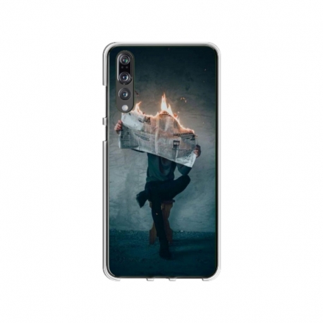 Husa personalizata tip carcasa HQPrint pentru Huawei P20, model Burn the News, multicolor, S1D1M0345