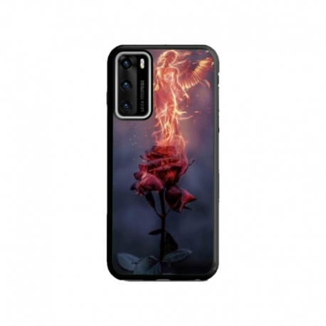 Husa personalizata tip carcasa HQPrint pentru Huawei P40 Lite, model Fire Rose, multicolor, S1D1M0158