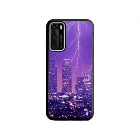 Husa personalizata tip carcasa HQPrint pentru Huawei P40 Lite, model Purple Lightning, multicolor, S1D1M0354