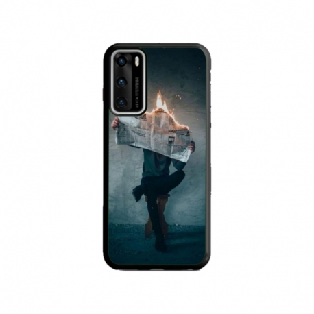 Husa personalizata tip carcasa HQPrint pentru Huawei P40, model Burn the News, multicolor, S1D1M0345