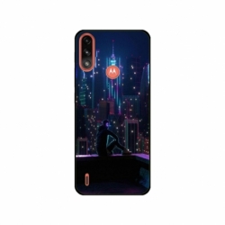 Husa personalizata tip carcasa HQPrint pentru Motorola Moto E7 Power, model Neon City, multicolor, S1D1M0260