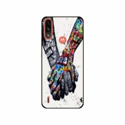 Husa personalizata tip carcasa HQPrint pentru Motorola Moto E7 Power, model Abstract Holding, multicolor, S1D1M0271