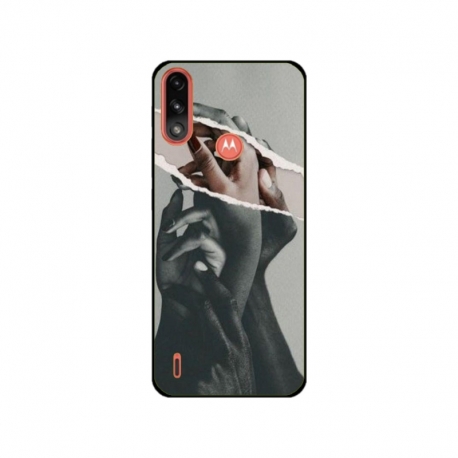 Husa personalizata tip carcasa HQPrint pentru Motorola Moto E7 Power, model Black and White Hands, multicolor, S1D1M0300