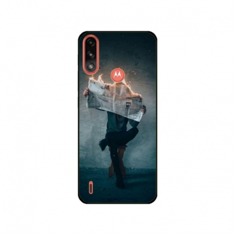 Husa personalizata tip carcasa HQPrint pentru Motorola Moto E7 Power, model Burn the News, multicolor, S1D1M0345