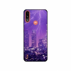 Husa personalizata tip carcasa HQPrint pentru Motorola Moto E7 Power, model Purple Lightning, multicolor, S1D1M0354