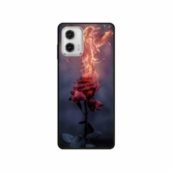Husa personalizata tip carcasa HQPrint pentru Motorola Moto E13, model Fire Rose, multicolor, S1D1M0158