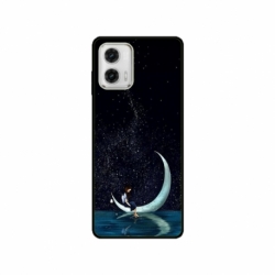Husa personalizata tip carcasa HQPrint pentru Motorola Moto E13, model Moon Fishing, multicolor, S1D1M0270