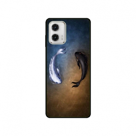 Husa personalizata tip carcasa HQPrint pentru Motorola Moto E22, model Ying and Yang Fish, multicolor, S1D1M0390