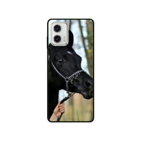 Husa personalizata tip carcasa HQPrint pentru Motorola Moto E22i, model Black Horse, multicolor, S1D1M0019