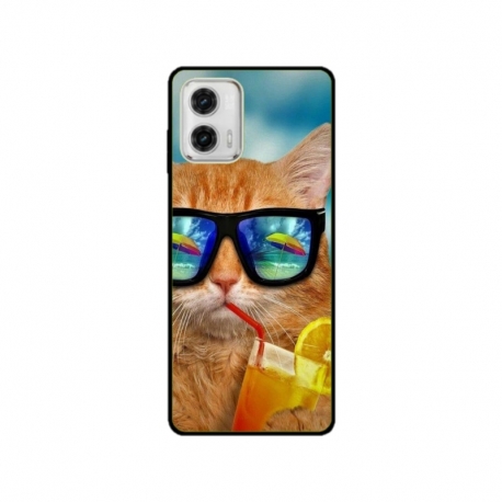 Husa personalizata tip carcasa HQPrint pentru Motorola Moto E22i, model Cool Cat, multicolor, S1D1M0031