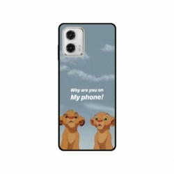 Husa personalizata tip carcasa HQPrint pentru Motorola Moto E22i, model Why are you on my phone, multicolor, S1D1M0220