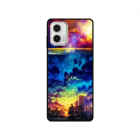 Husa personalizata tip carcasa HQPrint pentru Motorola Moto E22i, model Abstract City, multicolor, S1D1M0263