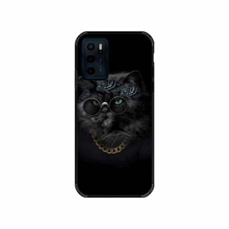 Husa personalizata tip carcasa HQPrint pentru Motorola Moto E32s, model Black Cat 4, multicolor, S1D1M0097