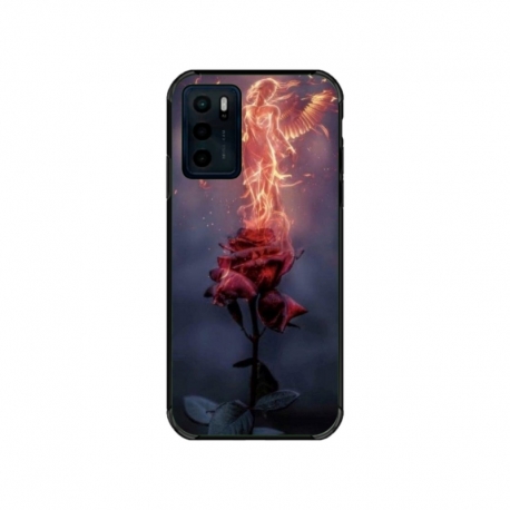 Husa personalizata tip carcasa HQPrint pentru Motorola Moto E32s, model Fire Rose, multicolor, S1D1M0158
