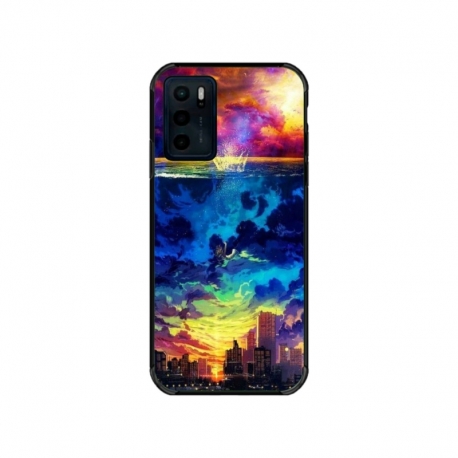 Husa personalizata tip carcasa HQPrint pentru Motorola Moto E32s, model Abstract City, multicolor, S1D1M0263