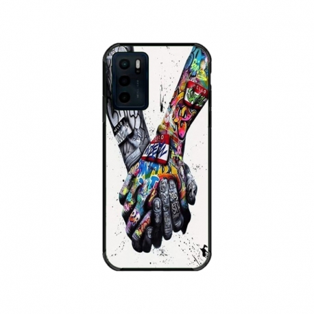 Husa personalizata tip carcasa HQPrint pentru Motorola Moto E32s, model Abstract Holding, multicolor, S1D1M0271