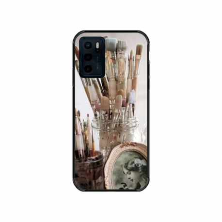 Husa personalizata tip carcasa HQPrint pentru Motorola Moto E32s, model Brush, multicolor, S1D1M0282