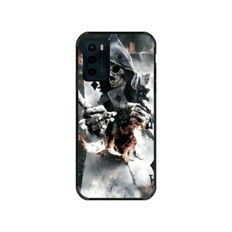 Husa personalizata tip carcasa HQPrint pentru Motorola Moto E32s, model Skeleton Cards, multicolor, S1D1M0301