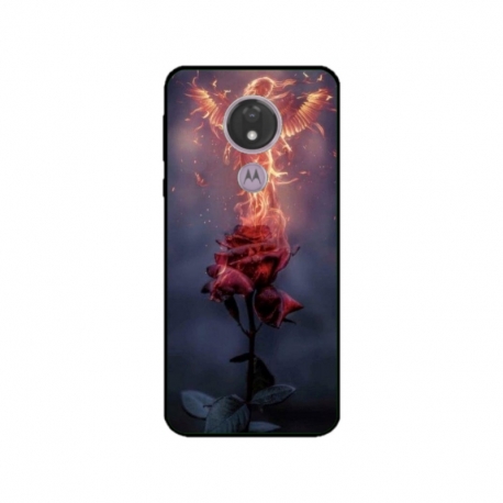 Husa personalizata tip carcasa HQPrint pentru Motorola Moto G7 Power, model Fire Rose, multicolor, S1D1M0158