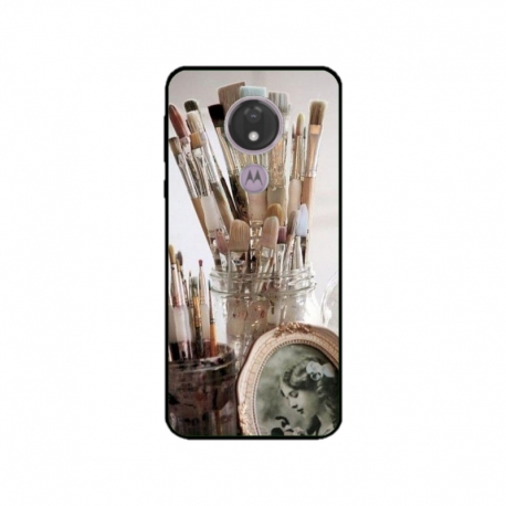Husa personalizata tip carcasa HQPrint pentru Motorola Moto G7 Power, model Brush, multicolor, S1D1M0282