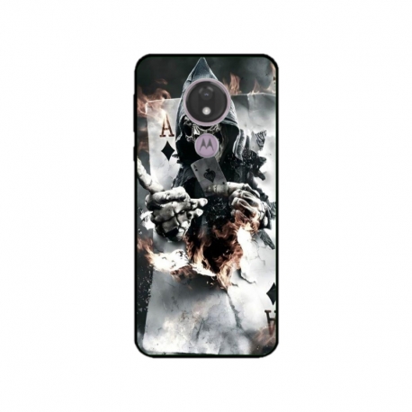 Husa personalizata tip carcasa HQPrint pentru Motorola Moto G7 Power, model Skeleton Cards, multicolor, S1D1M0301