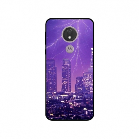 Husa personalizata tip carcasa HQPrint pentru Motorola Moto G7 Power, model Purple Lightning, multicolor, S1D1M0354