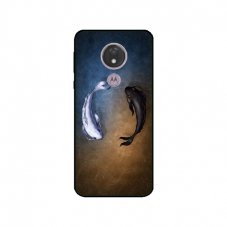 Husa personalizata tip carcasa HQPrint pentru Motorola Moto G7 Power, model Ying and Yang Fish, multicolor, S1D1M0390