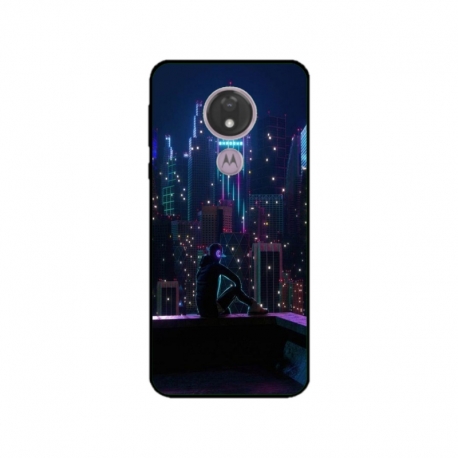 Husa personalizata tip carcasa HQPrint pentru Motorola Moto G7, model Neon City, multicolor, S1D1M0260