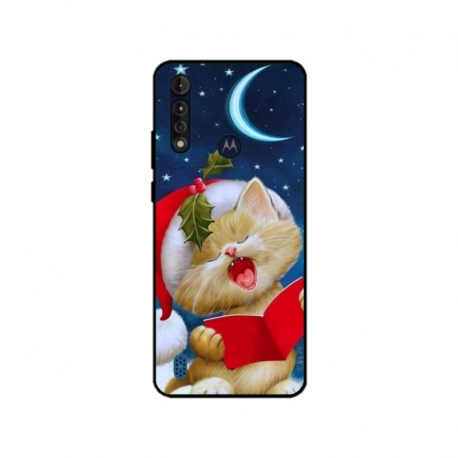 Husa personalizata tip carcasa HQPrint pentru Motorola Moto G8, model Christmas Cat, multicolor, S1D1M0048