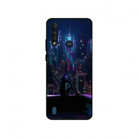 Husa personalizata tip carcasa HQPrint pentru Motorola Moto G8 Power Lite, model Neon City, multicolor, S1D1M0260