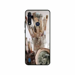 Husa personalizata tip carcasa HQPrint pentru Motorola Moto G8, model Brush, multicolor, S1D1M0282