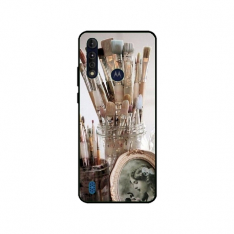 Husa personalizata tip carcasa HQPrint pentru Motorola Moto G8, model Brush, multicolor, S1D1M0282