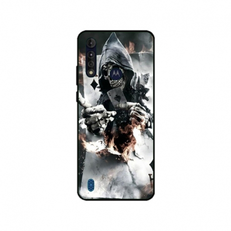 Husa personalizata tip carcasa HQPrint pentru Motorola Moto G8, model Skeleton Cards, multicolor, S1D1M0301