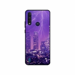 Husa personalizata tip carcasa HQPrint pentru Motorola Moto G8, model Purple Lightning, multicolor, S1D1M0354