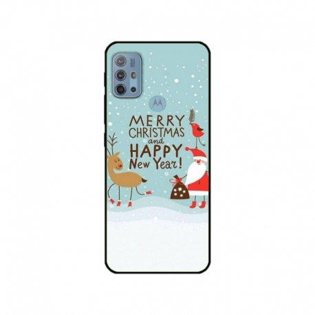 Husa personalizata tip carcasa HQPrint pentru Motorola Moto G10, model Happy Christmas and New Year, multicolor, S1D1M0047