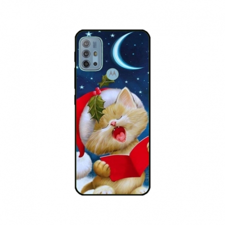 Husa personalizata tip carcasa HQPrint pentru Motorola Moto G10, model Christmas Cat, multicolor, S1D1M0048