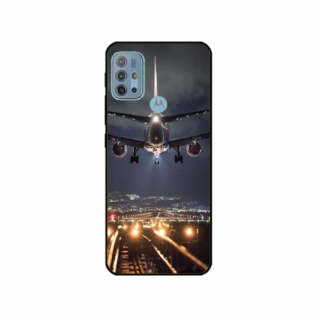 Husa personalizata tip carcasa HQPrint pentru Motorola Moto G10, model Airplane Landing, multicolor, S1D1M0266