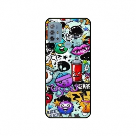 Husa personalizata tip carcasa HQPrint pentru Motorola Moto G10, model Grafitti, multicolor, S1D1M0289