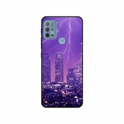 Husa personalizata tip carcasa HQPrint pentru Motorola Moto G10, model Purple Lightning, multicolor, S1D1M0354