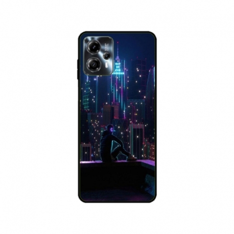 Husa personalizata tip carcasa HQPrint pentru Motorola Moto G13, model Neon City, multicolor, S1D1M0260