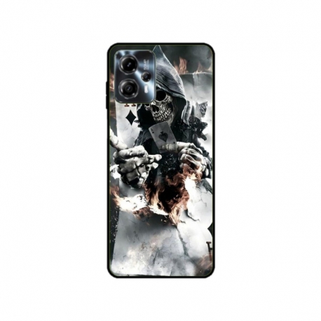 Husa personalizata tip carcasa HQPrint pentru Motorola Moto G23, model Skeleton Cards, multicolor, S1D1M0301