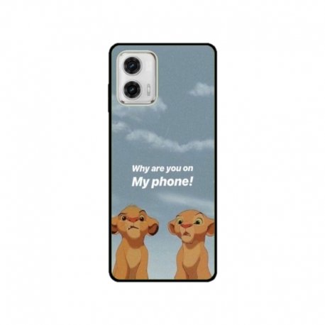 Husa personalizata tip carcasa HQPrint pentru Motorola Moto G53, model Why are you on my phone, multicolor, S1D1M0220